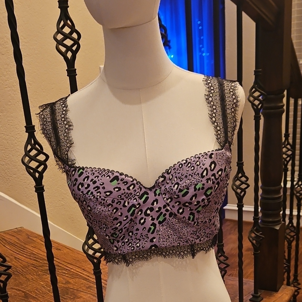 Versace Black and White Lace Top